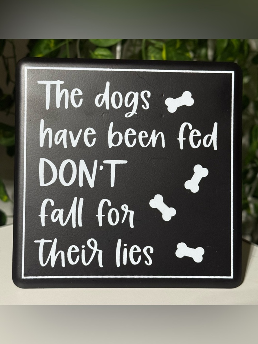 Funny Dog Metal Tabletop Sign in Black and White